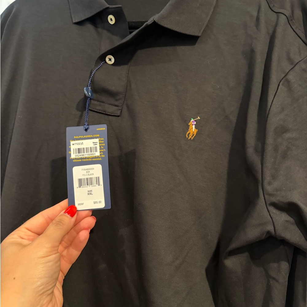 Ralph Lauren Black Polo Shirt with Gold Pony - Picture 2 of 2